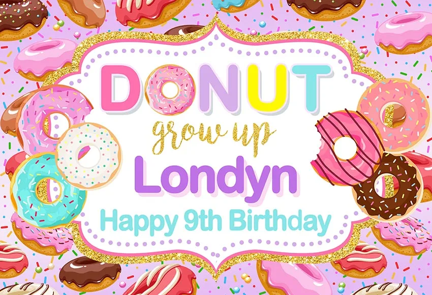 7x5FT My Little One Grow Up Donuts Doughnut Grow Up Birthday Party Custom Photo Studio Backdrop Background Vinyl 220cm x 150cm