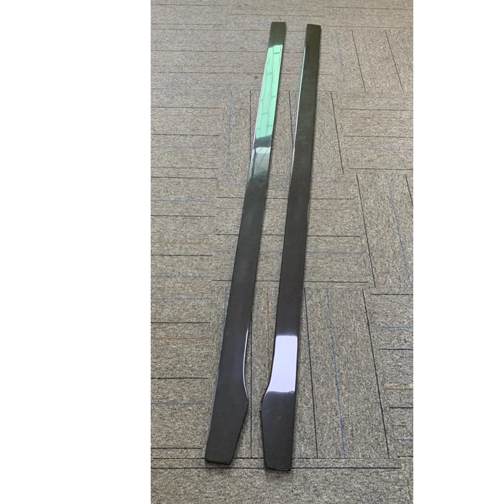 Two Side Carbon Fiber Side Extension Skirt Splitter for Benz W205 Sedan 4DR C205 Coupe 2DR C200 C300 C43 C63 AMG 2015 - 2022