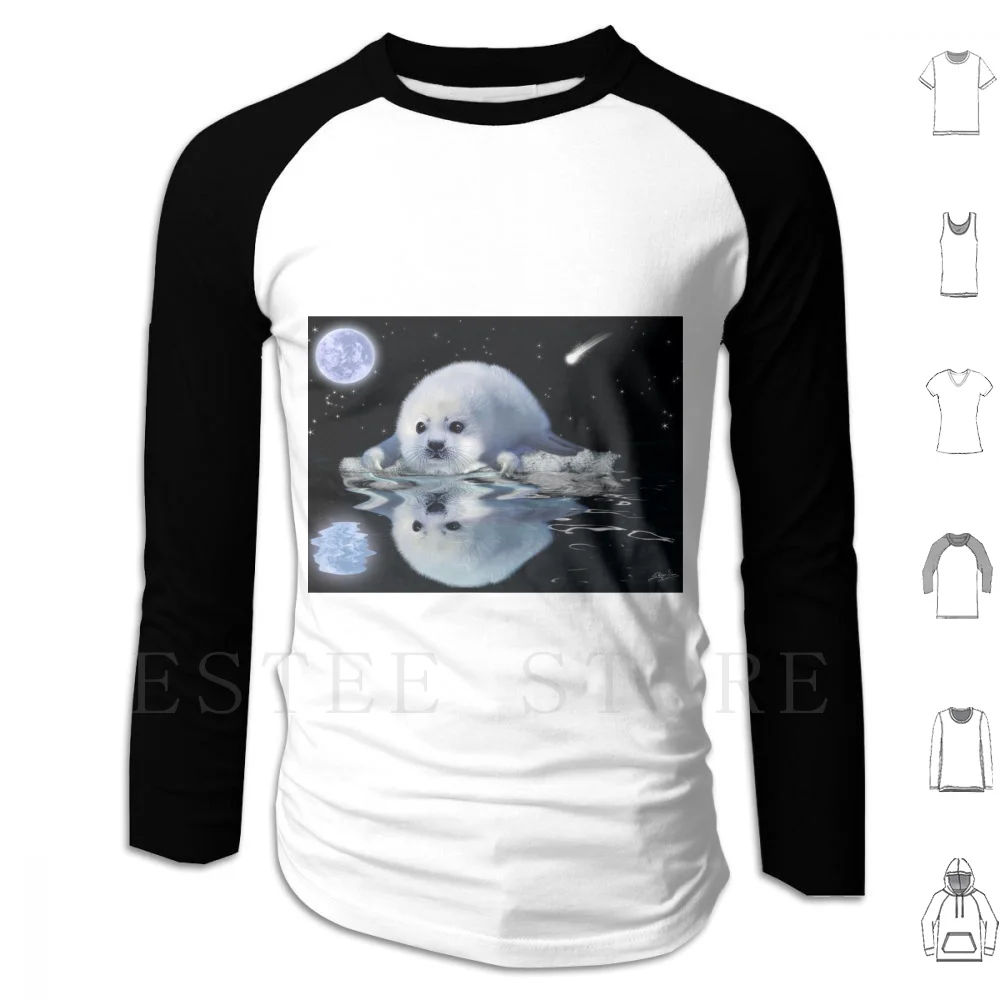 Destiny The Harp Seal Hoodies à manches longues, motif animal, droits des animaux, animaux arctiques, espèces menacées, phoques harpes