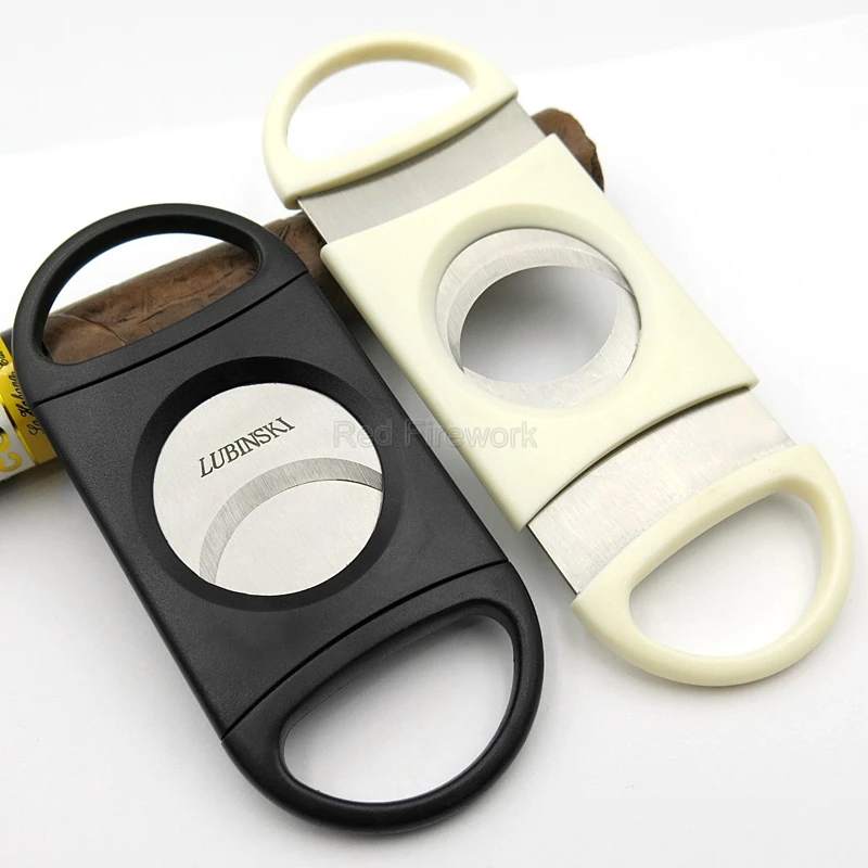 

LUBINSKI 80 Ring Plastic Handle Metal Stainless Steel Super Sharp Blades Large Hole Cigar Scissor Cutter Portable