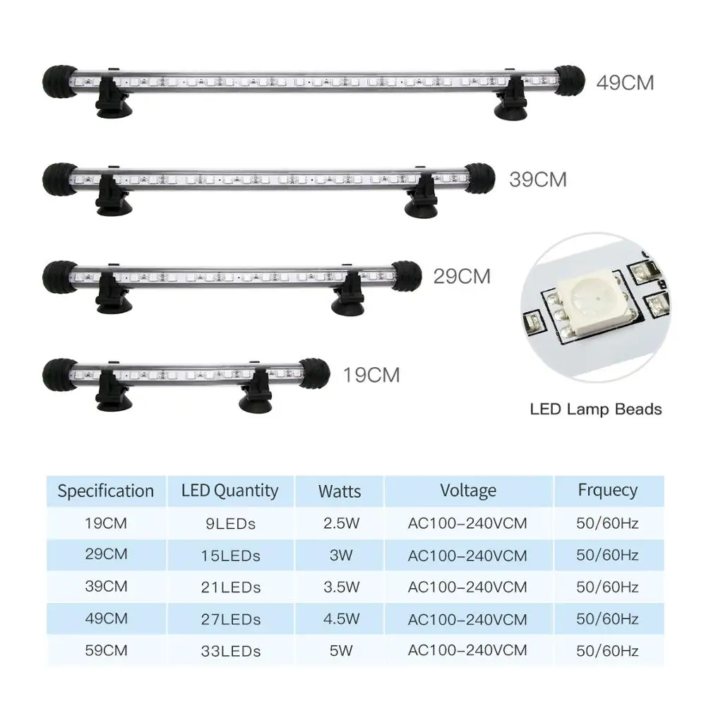 Zhongji 19CM-59CM Aquarium LED Lighting Bluetooth APP Remote Control RGB Waterproof Fish Tank Lights Lamp For Aquarium Plants