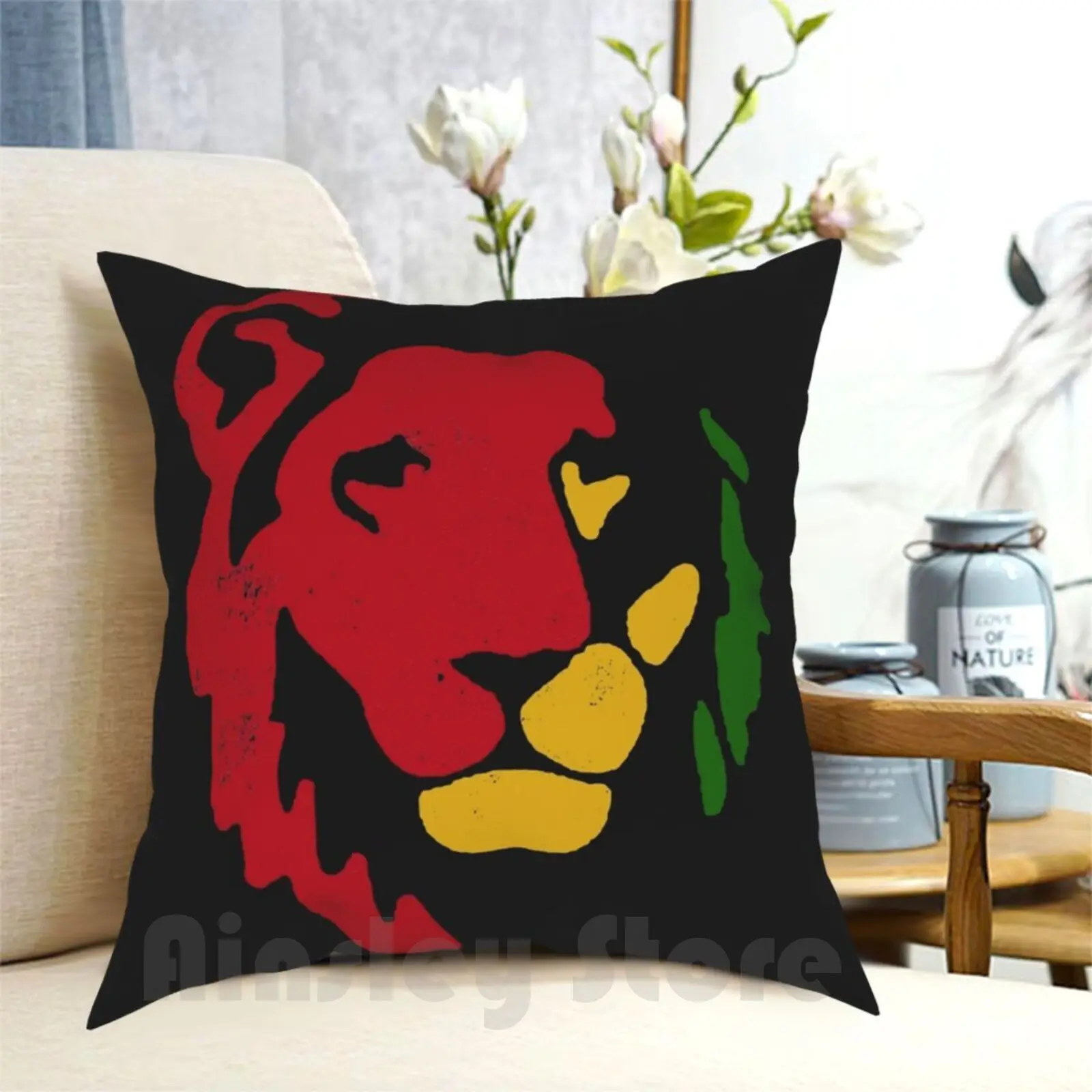 Lion Rasta Reggae Pillow Case Printed Home Soft DIY Pillow cover Lion Reggae Cat Cats Lions Tigers Tiger Music Rasta Rasta