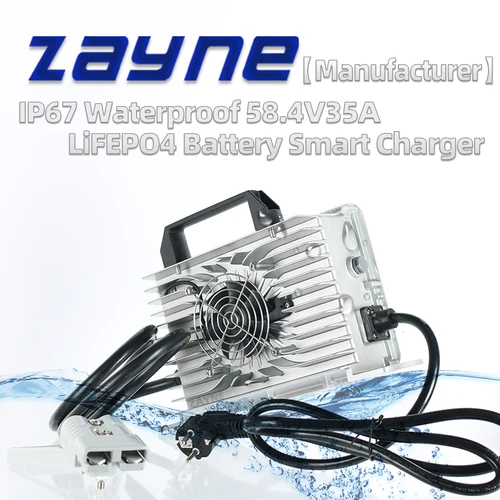 ZAYNE 58.4V35A 밀폐 방수 IP67 고주파 지능형 고속 충전기 51.2V 16S LiFePO4 배터리 팩 EV 새로운 에너지
