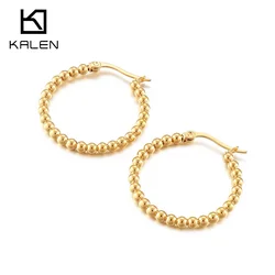 KALEN Gorgeous Gold Color Ball Shape 3mm 27/40mm Diameter Hoop Earrings For Women Girl Unique Elegant Modern Jewelry Access
