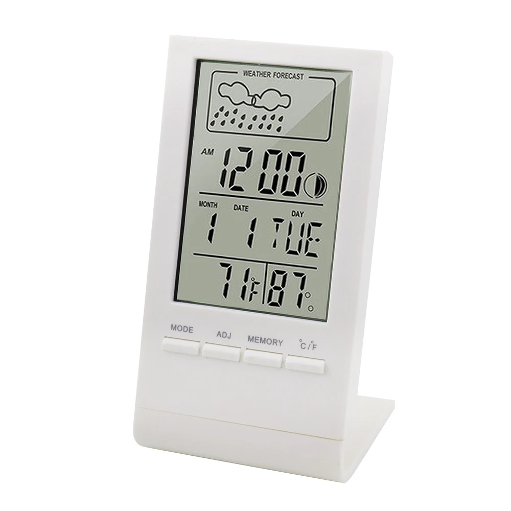 Mini Digital Indoor Thermometer and Hygrometer Humidity Meter Gauge Clock Weather Station Forecast Max Min Value CX-220 ﻿