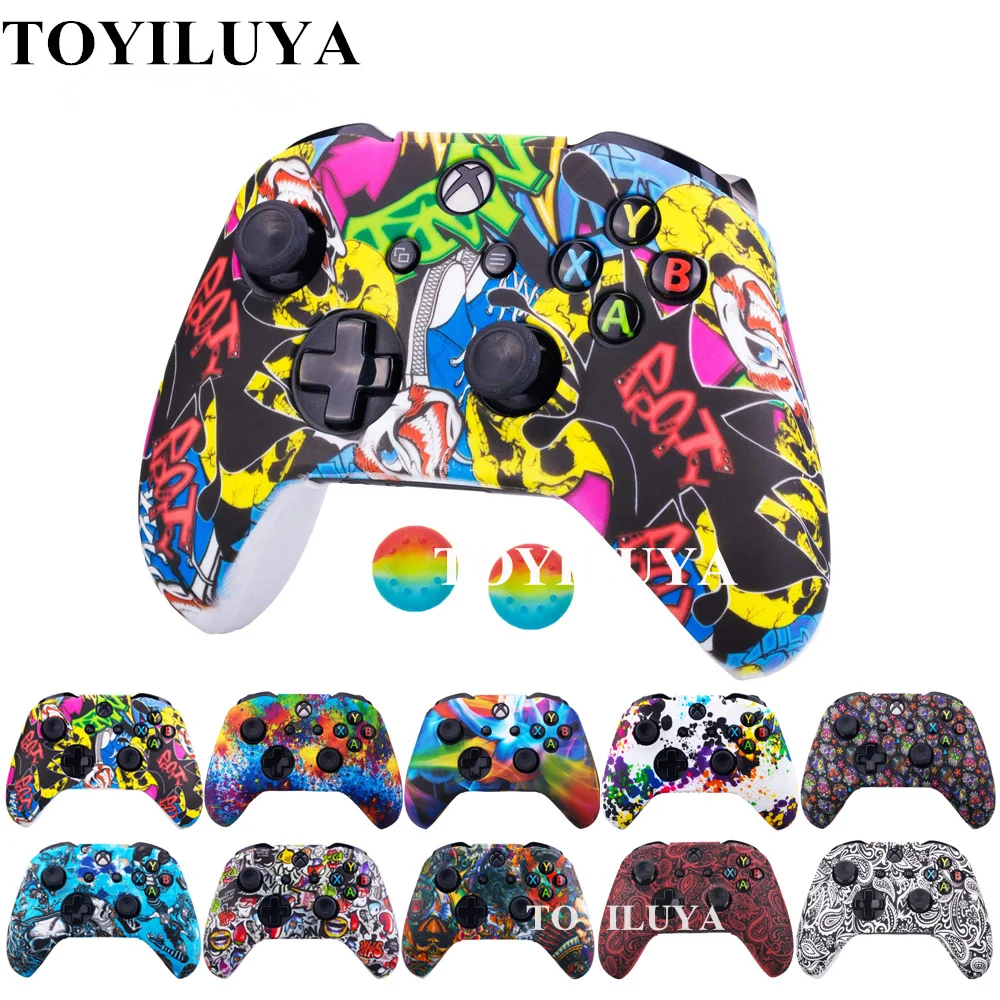 Funda protectora de silicona de camuflaje para mando de Xbox One, funda de goma, agarres para el pulgar, accesorios de juego, 1 piezas