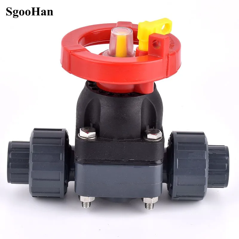 1pc20-63mm UPVC Double-Union Limiting Diaphragm Valve Flow Control Valve Aquarium Irrigation Pipe Adapter Garden Water Connector