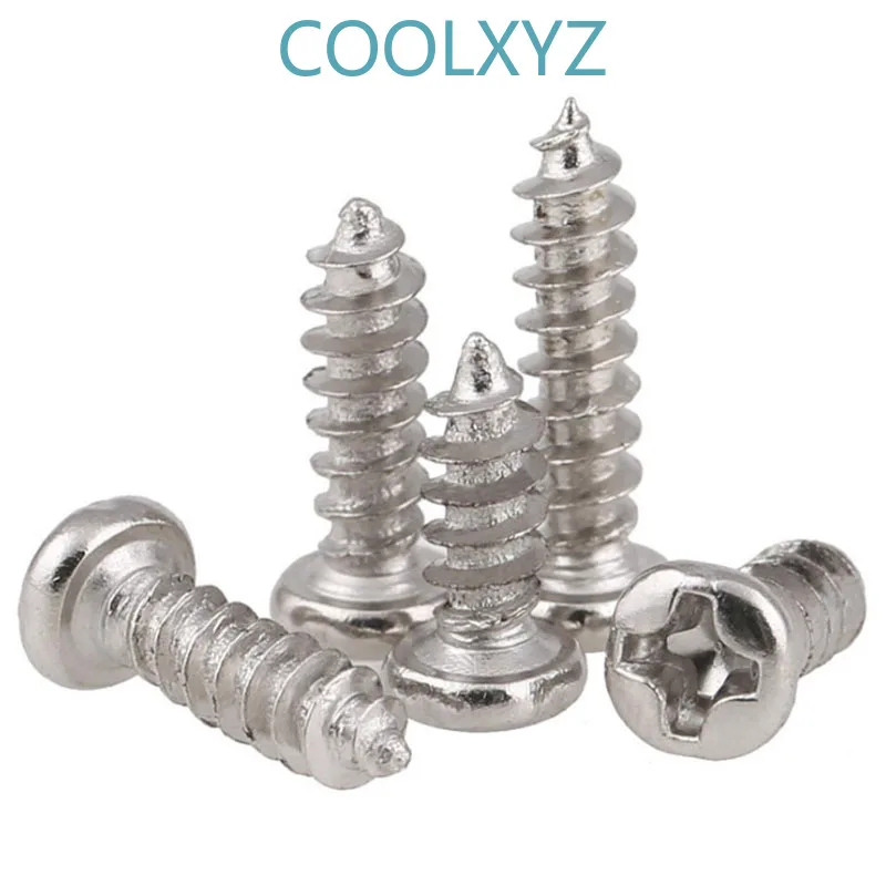 COOLXYZ Cross Round Head Tapping Electronic small screw Hardened PA Philip's  Pan Head Self Tapping Mini Screws M2M2.6M3 200pcs