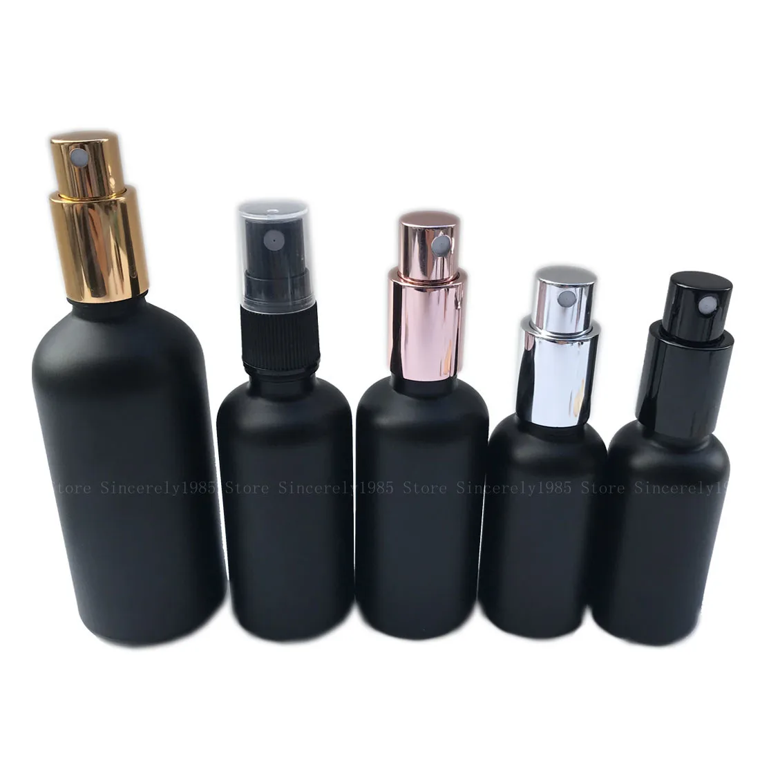 10 stücke 5ml -100 ml Matte Schwarz Spray Flaschen 5 Farbe Sprayer Parfüm Kosmetik Container Dunkle Farbe