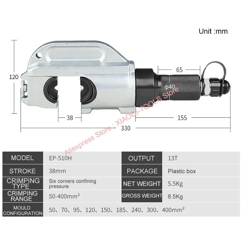 Hydraulic Crimping Head EP-510H Range 50-400MM2 for Crimping AL/ Cu Lugs Cold Pressed Terminal Crimping