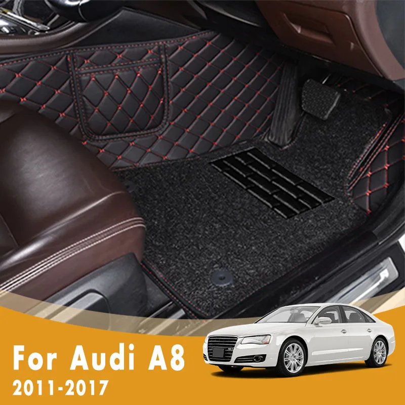 

RHD Car Floor Mats For Audi A8 2017 2016 2015 2014 2013 2012 2011 Double Layer Wire Loop Custom Foot Pads Carpets Covers Rugs