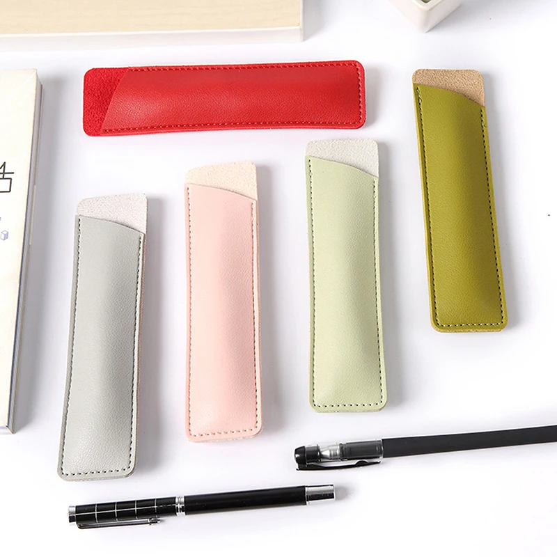 PU Leather Pencil Case School Pen Storage Bag Cute Pen Case Kawaii Pen Protective Sleeve Small Sign Pen Cover Leather Case Gifts