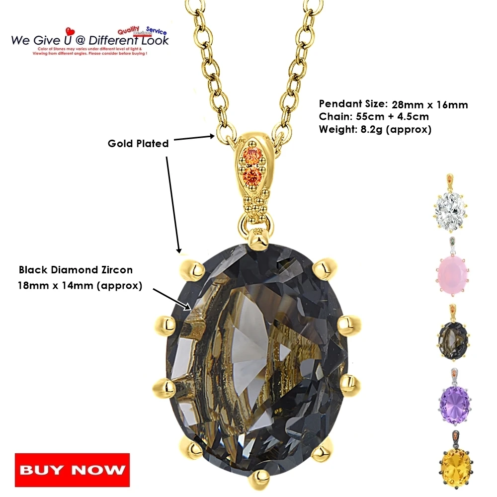 DreamCarnival1989 Hot Sell Women 18mm Big Zircon Pendant Necklace Fine Cut Prong Wedding Anniversary 3 Color Jewelry Gift WP6874