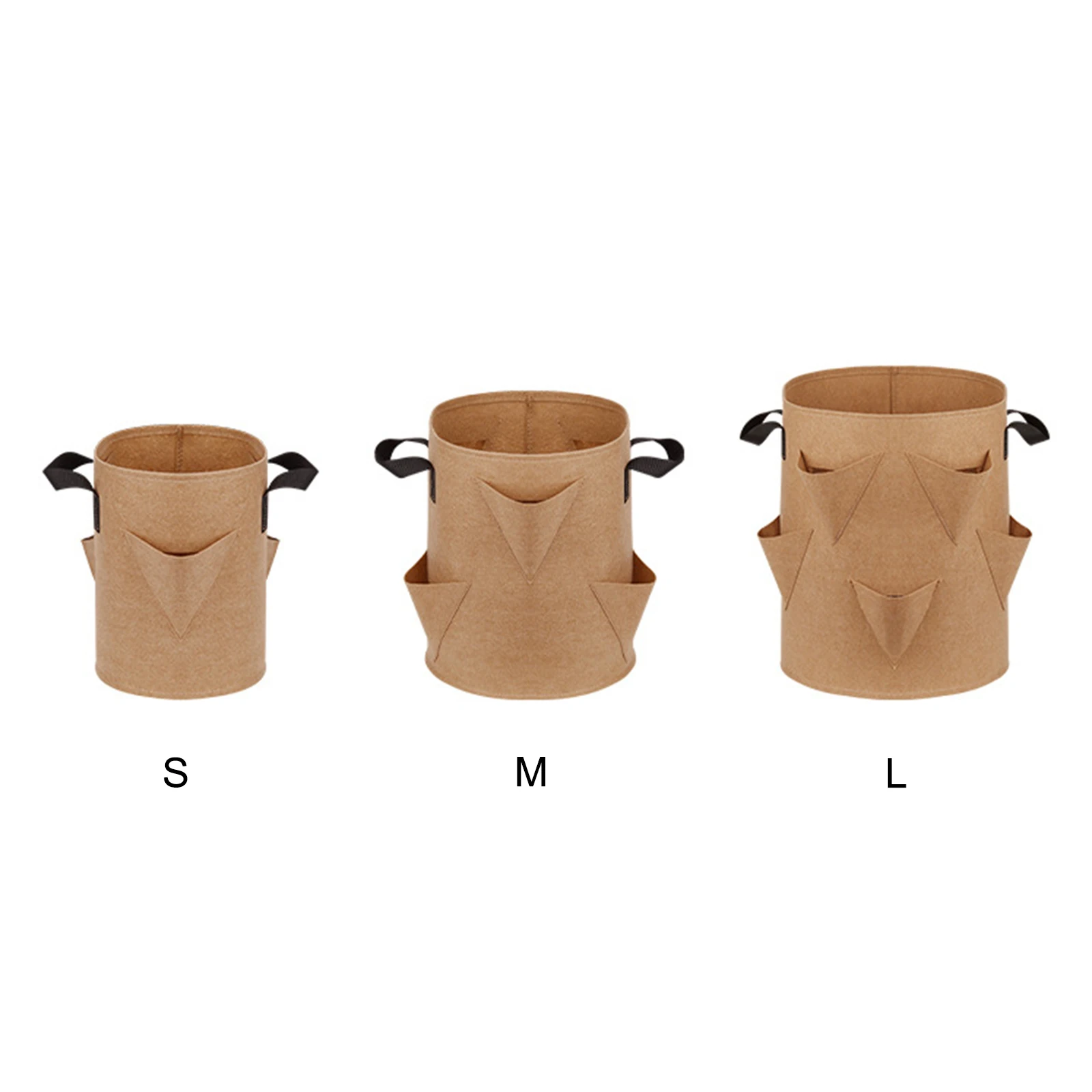 Non-woven Fabric Planting Bags Planter Pot With Handles Flowerpots Widely Used Garden Supplies 3 Pcs Visualization Pockets