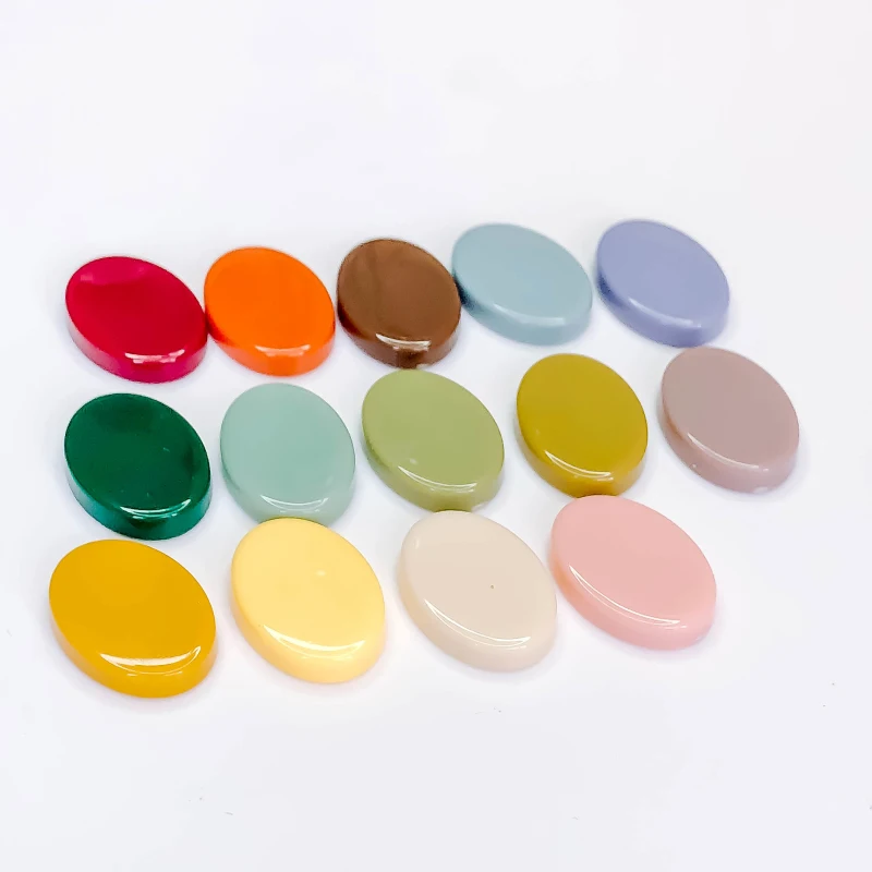 Resin Plastic Flat Back Oval Shape Pendant Earring Accessories Jewelry Component Diy Handmade Material 10pcs