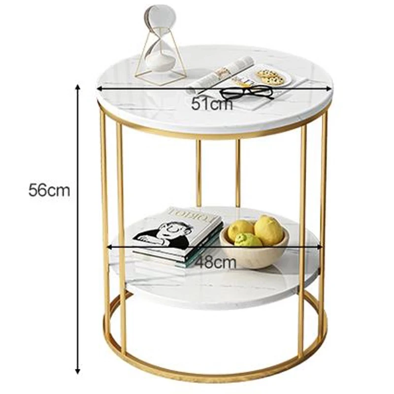 Creative Household Small Table Bedroom Simple Modern Coffee Table Marble Pattern Small Round Table Double Stone Pattern Desk