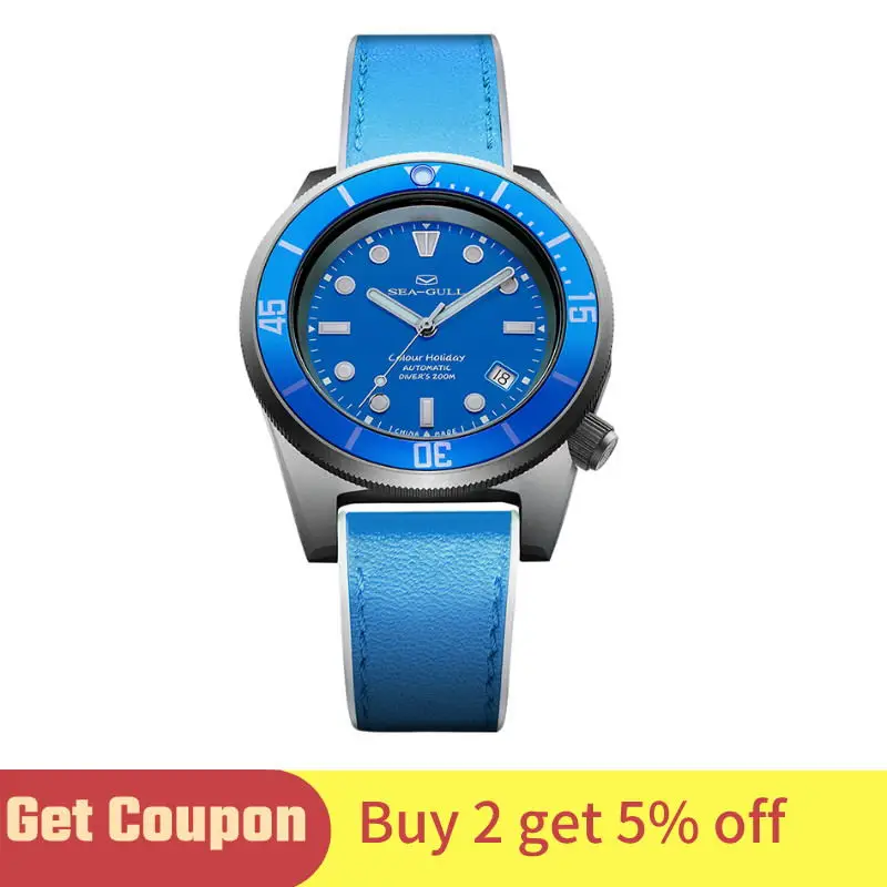 2023 New Seagull Men\'s Automatic Mechanical Watch Deep Diving Watch Colorful Watch Stainless Steel Waterproof 200m 1301