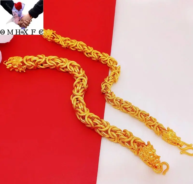 

OMHXFC Jewelry Wholesale YM2294 European Fashion Man Party Birthday Wedding Gift Vintage Vintage Dragon Chain 24KT Gold Bracelet