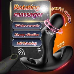 360° Rotating Prostate Massager Scrotum Anal Vibrator Treatment Prostatits Remote Control Butt Plug Erotic Sex Toys For Man Gay