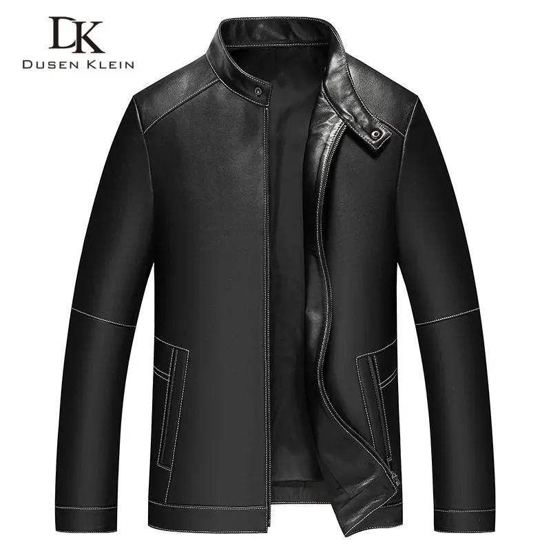 Men Genuine Leather Jacket Real Sheepskin Jackets Casual Black Pockets Autumn New Jacket for Man M8268