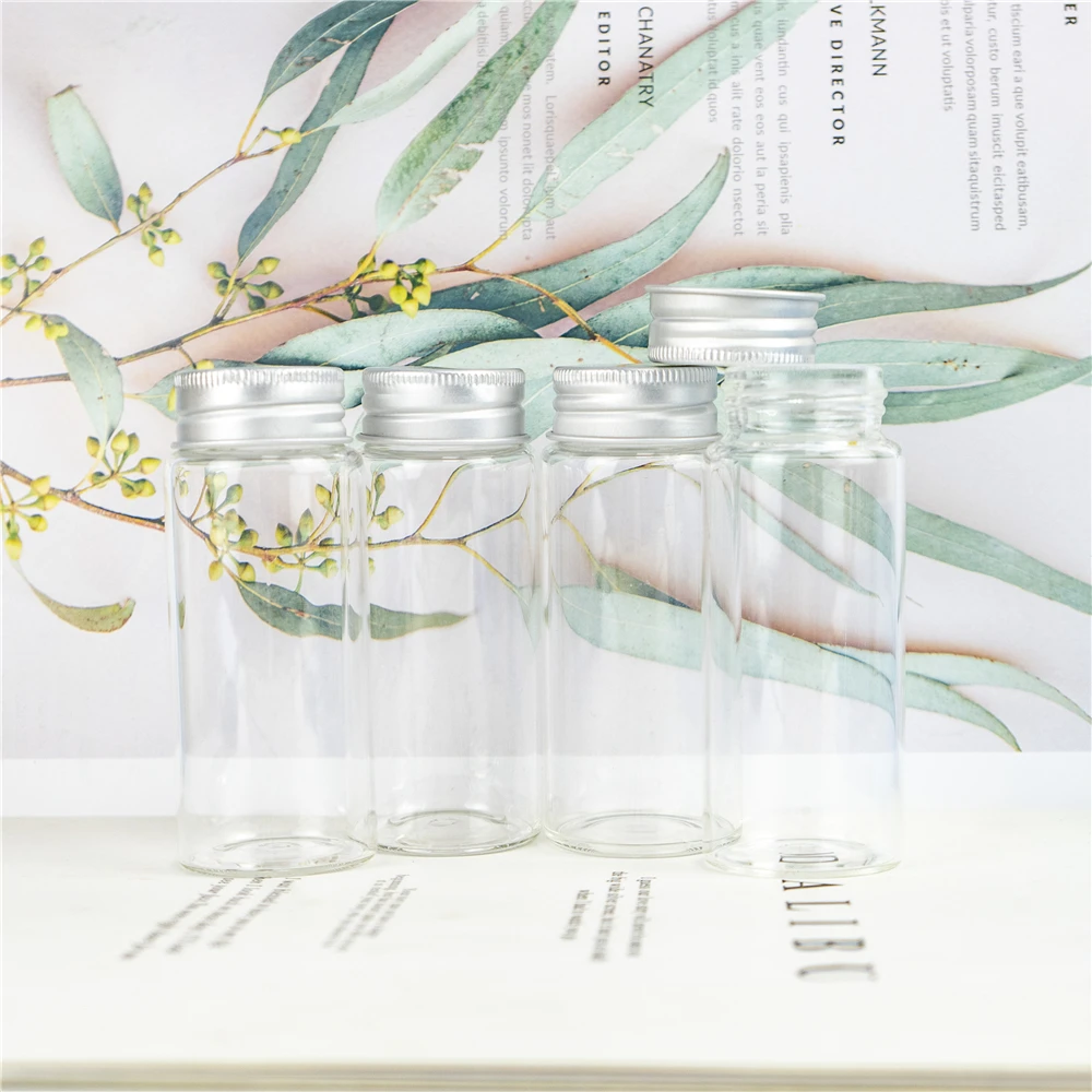 70ml 37x90x25mm Glass Bottle with Screw Cap Storage Bottle Glass Sealed Small Vials Jars Seal Leak Proof Jars 24pcs