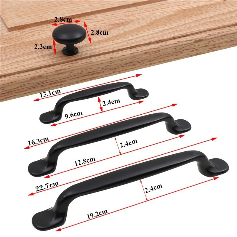 QVWN Aluminum Alloy Black Cabinet Handles American style Kitchen Cupboard Door Pulls Drawer Knobs Fashion Furniture Hardware