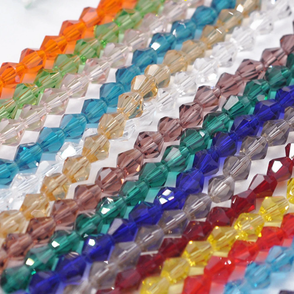 Pure Color Bicone Faceted Crystal Glass Loose Spacer Beads Lot Colors 3mm 4mm 6mm 8mm For Jewelry Making DIY