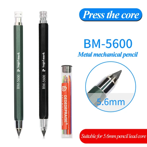 Lápices mecánicos automáticos de 5,6mm y lápiz de grafito de carbón, plomo suave, medio duro, HB 2B 4B 6B 8B 14B, núcleo de plomo para dibujo de bocetos