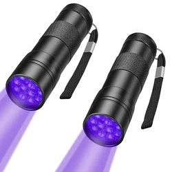 Linternas de luz negra impermeables de mano UV, 12 Led, 395nm, Mini linterna de luz, Detector para mascotas, manchas de orina, lámpara UV