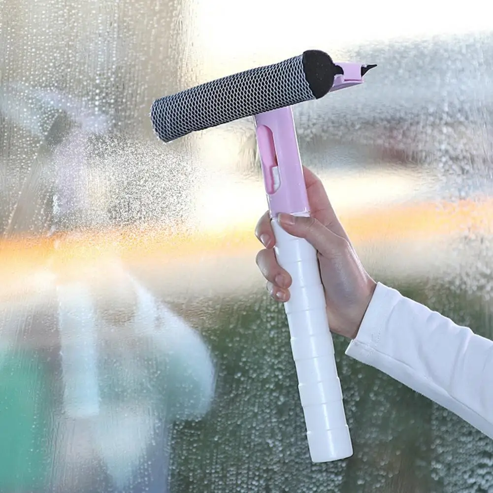 Household Double-side Brush Scraper with Sprayer Window Car Glass Cleaner Wiper