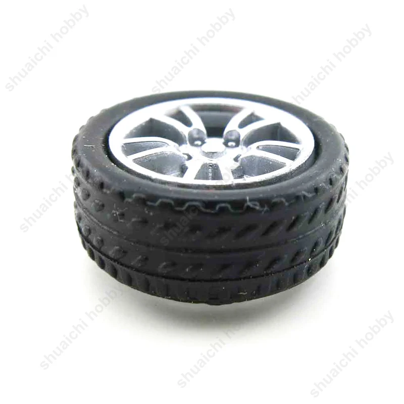 10PCS Dia. 16mm Mini Rubber Tyres Wheels Plastic 2mm Shaft Hole Axle for DIY Micro Toy Car Model Handmade Spare Parts