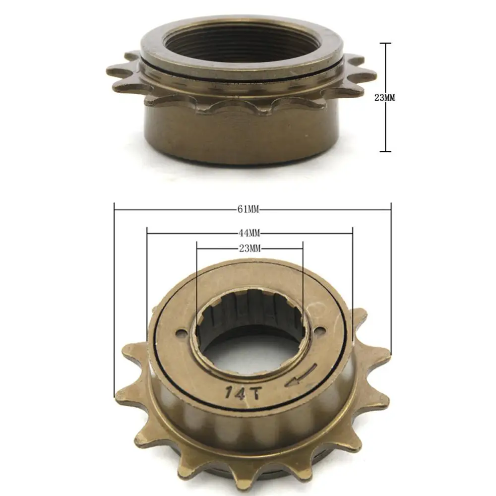 Heavy Duty Steel Bike Bicycle 14T Teeth Single Speed Freewheel Sprocket Gear - Inner Diameter 34mm Thread