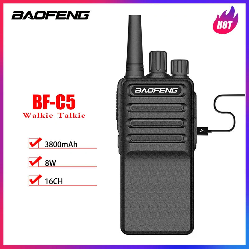 Baofeng Walkie-Talkie BF-C5 comunicatore Radio portatile UHF400-470Mhz Radio bidirezionale 5W 3800mAh BFC5 ricetrasmettitore portatile Ham CB