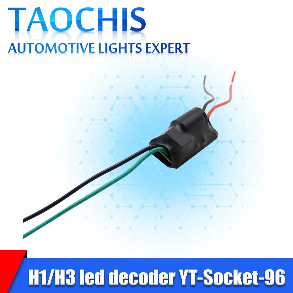 TAOCHIS 2pc 9-16V H1 H3 Bulb LED Lens Headlight Car LED Resistor Decoder Canbus Error Interference Canceller Carlights Accessory