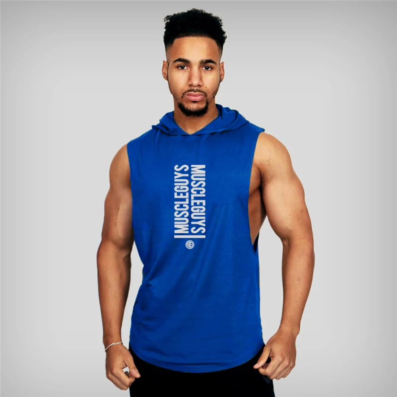 

Muscle Guys Muscle Hooded Sleeveless Shirt Cotton Tank Top Men Vest Bodybuilding Casual Gyms Clothing Brand Singlet Fitness Tops