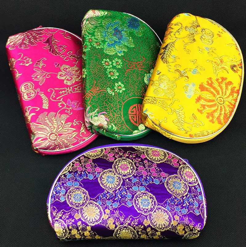 

20Set 5 size Set Zipper Coin Purse Party Favors Floral Cosmetic Travel Makeup Bag Travel Storage Silk Brocade Women Wallet