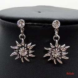 New Multicolor Rhinestones Edelweiss Earrings Costume Jewelry  Fashion Dangle Drop Earrings Women Girl Party Gift Wholesale