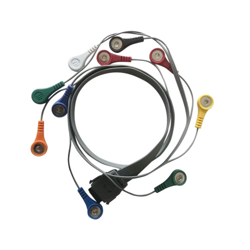 For Biomedical Instrument BI9800 BI9000 BI6803 BI6612 BI6812 Nihon Kohden Edan Holter Cable 26 Pin 10 Leadwires Snap 4.0 AHA