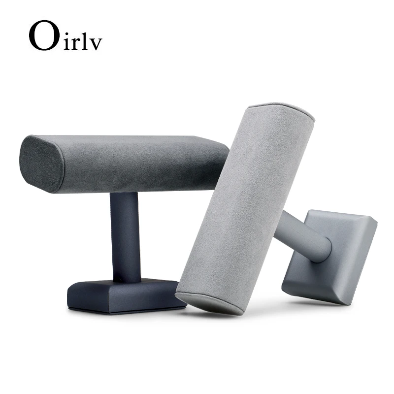 Oirlv Grey Watch Display Stand Leather Bracelet Display Holder with Microfiber Jewelry Organizer Rack T Shape Watch Rack Storage