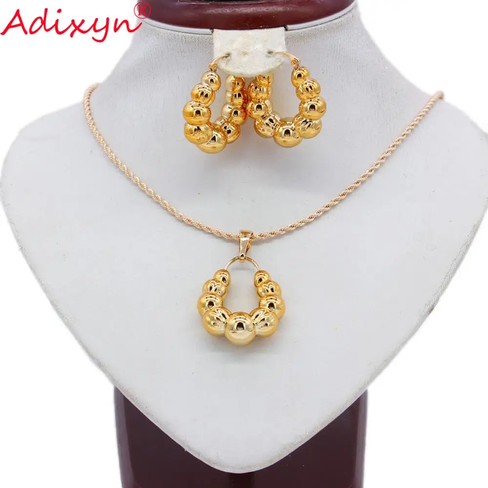 

Adixyn Trendy Rose Gold Color Earrings/Pendant/Necklace Jewelry Sets Ethiopian/India/Nigerian For Women/Girls N08086