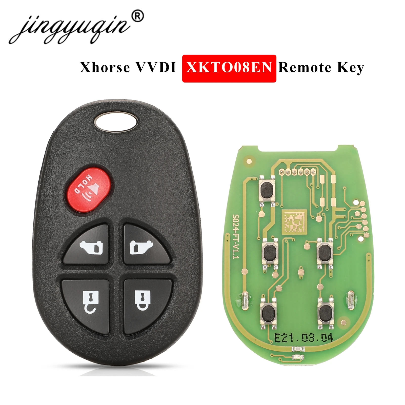 

jingyuqin XKTO08EN Wire Universal Remote Car Key 5 Buttons For Toyota design Fit Xhorse VVDI Key Tool English Version