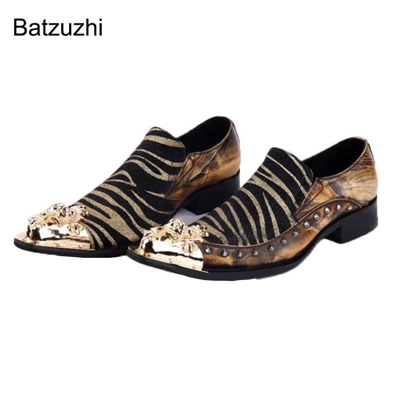 

Batzuzhi Luxury Metal Tip Formal Men Dress Shoes Leather Spikes Studded Men's Evening Wedding Party Shoes Plus Size US12