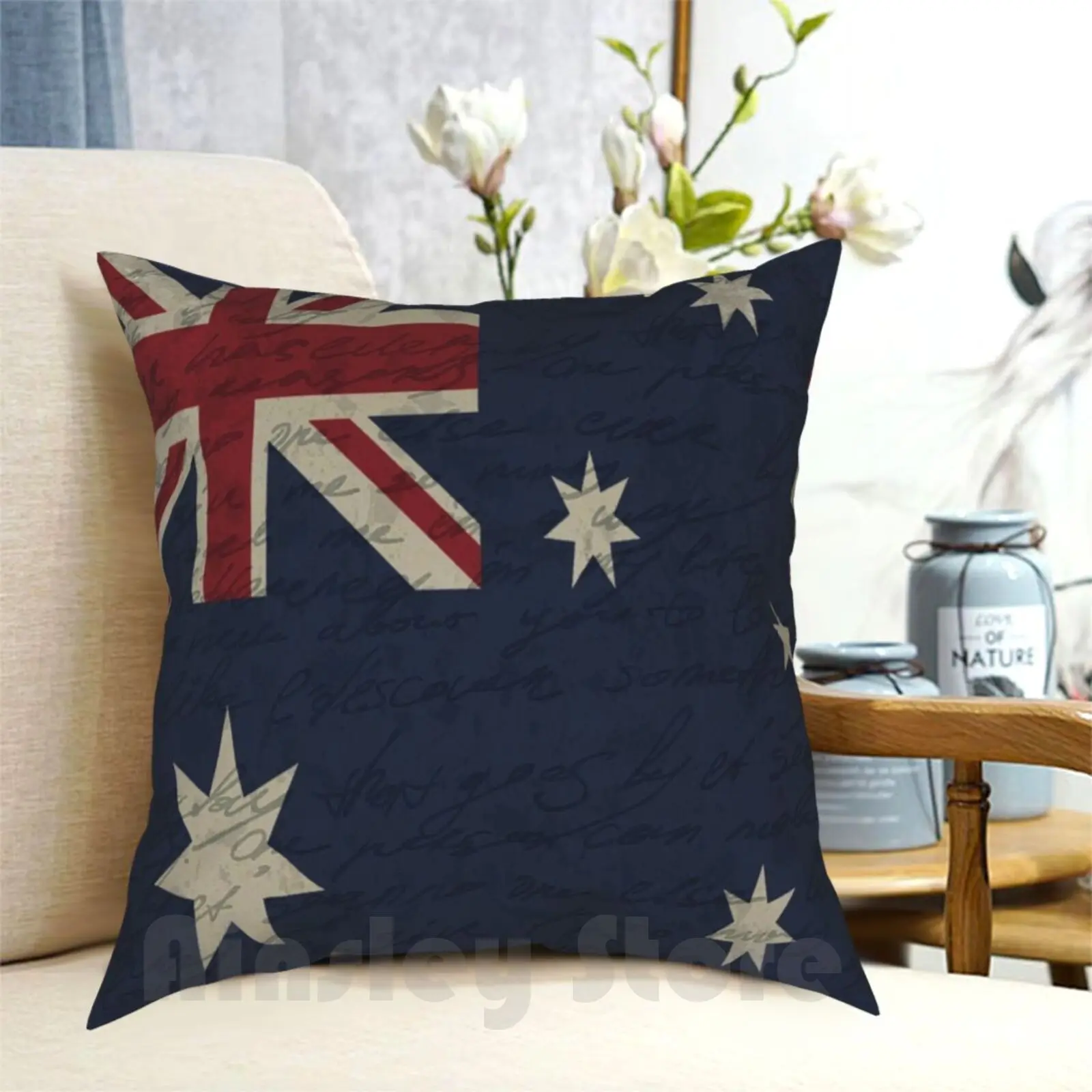 

Vintage Australian Flag Pillow Case Printed Home Soft DIY Pillow Cover Australia Flag Country Vintage Proud Politics Old