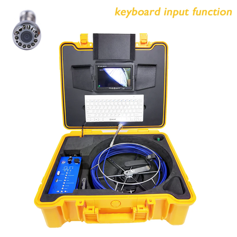 

7" 25mm Pipeline Endoscope Inspection System With DVR Keyboard 20m Waterproof Industrial Pipe Sewer Drain Video Camera 12 LEDS