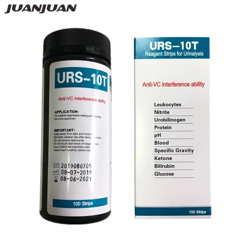 

100 Strips URS-10T Reagent strips for Urinalysis Anti-VC interference ability Leukocytes/Nitrite/Bilirubin/Protein/pH etc 40%off