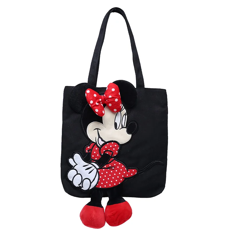 Disney Mickey Mouse Minnie canvas bag women messenger carrying large capacity cartoon animation students carrying shoulder bag