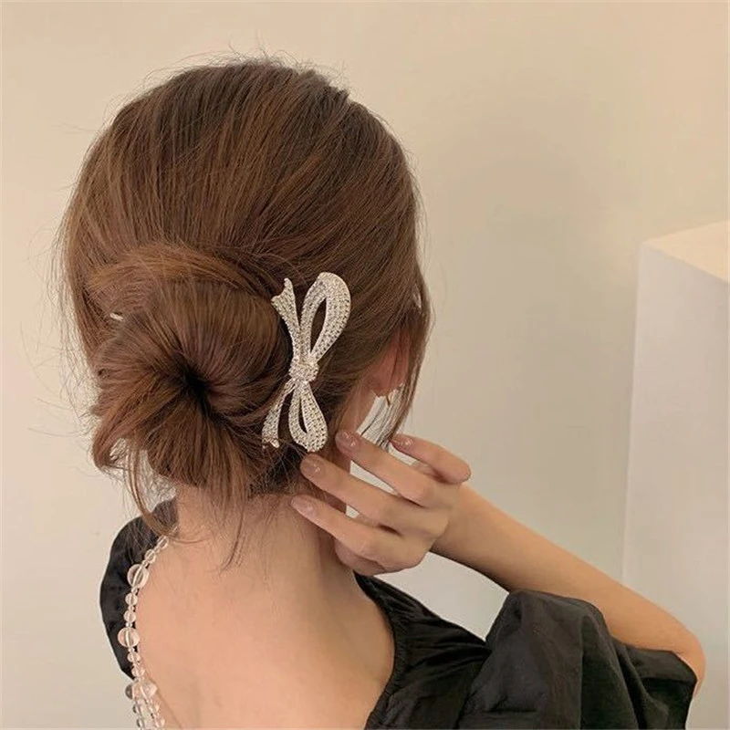 Elegant Women Bowknot U Shape Hairpins Metal Barrette Clip Bridal Hair Accessories Wedding Hairstyle Design Tools