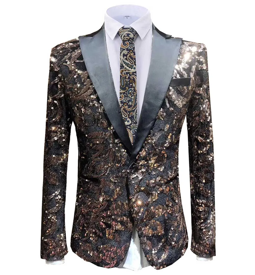 

2022 Fashion Mens Color Sequin Blazer Peak Notch Lapel Tuxedo Tailcoat Best Man Suit Jscket For Wedding Party Groom Host 1 Piece