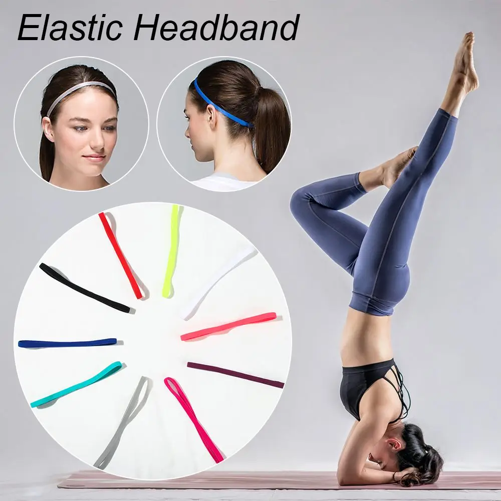 Vrouwen Mannen Stretch Rubber Zweetband Hoofd Wrap Yoga Haarbanden Elastische Hoofdband Sport Anti-Slip