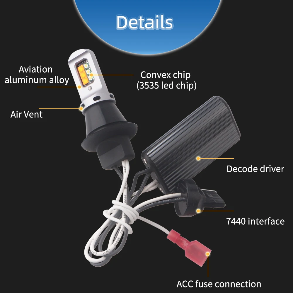 1Set DRL Running Turn Signals 3535 12SMD P21W PY21W BAU15S P27W W21W 7440 LED Canbus Dual Color White Amber Auto Bulbs No Error